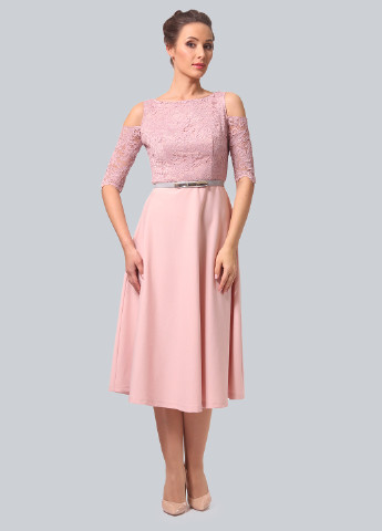 Светло-розовое коктейльное платье клеш Alika Kruss однотонное