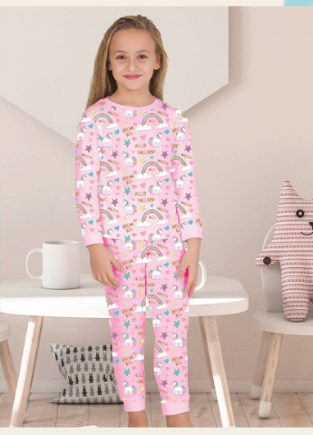 Розовая всесезон комплект пижама (свитшот, брюки) Elmaskids