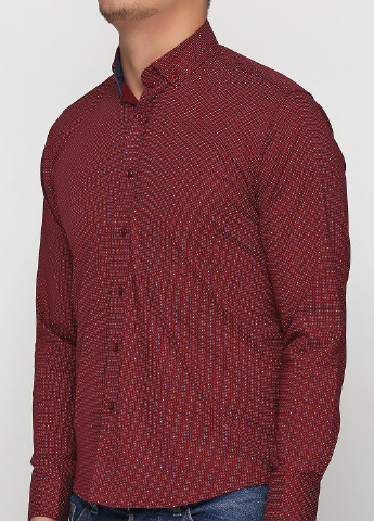 Бордовая кэжуал рубашка в горошек Recobar с длинным рукавом