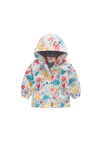 Белая демисезонная куртка-ветровка для девочки весенние краски Jomake 51125