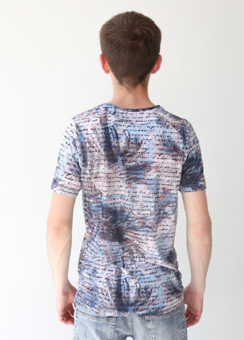 Синяя футболка мужская синяя тонкая с принтом Jean Piere Прямая