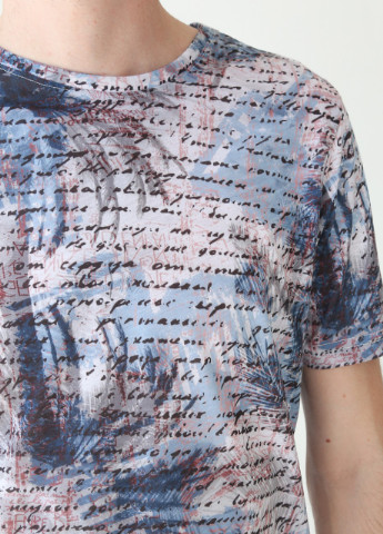 Синяя футболка мужская синяя тонкая с принтом Jean Piere Прямая