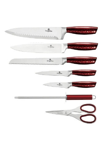 Набор ножей на подставке 8 предметов Metallic Line Burgundy Edition BH-2459 Berlinger Haus комбинированные,