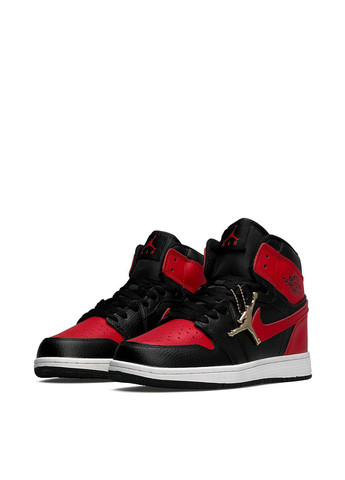 Цветные демисезонные кроссовки Nike Air Jordan 1 High Black Red
