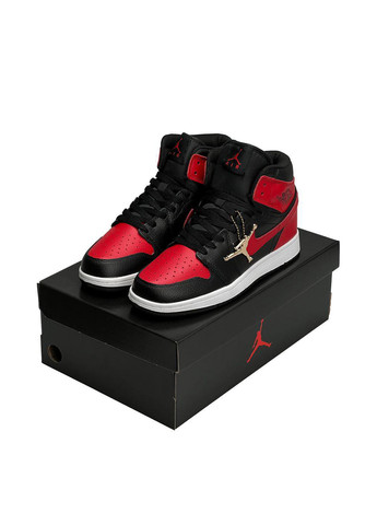 Комбіновані Осінні кросівки Nike Air Jordan 1 High Black Red