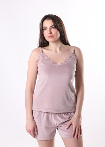 Пудровый велюровая женская пижама N.EL.