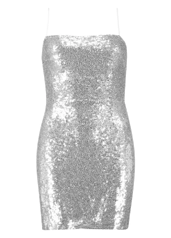 Серебряное вечернее платье Boohoo однотонное