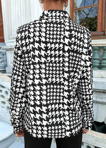 Черно-белая кэжуал рубашка с абстрактным узором SHEIN