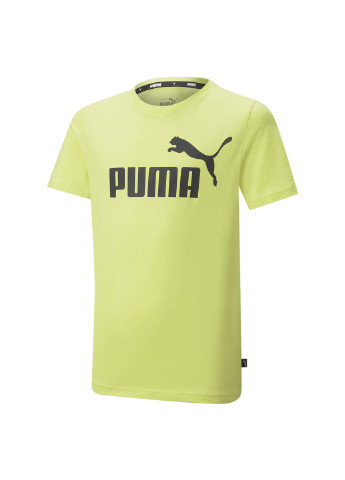 Дитяча футболка Essentials Logo Youth Tee Puma однотонна жовта спортивна бавовна, поліестер