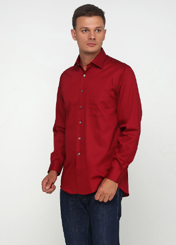 Красная кэжуал рубашка однотонная Van Heusen с длинным рукавом