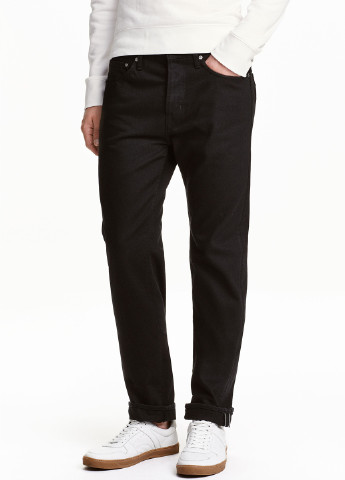 Джинси H&M прямі чорні джинсові бавовна