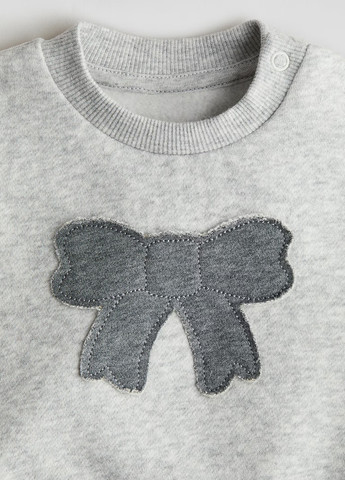 H&M свитшот меланж светло-серый кэжуал хлопок, трикотаж с начесом