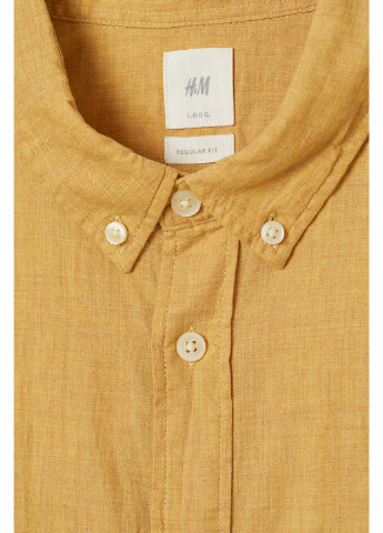 Горчичная кэжуал рубашка однотонная H&M