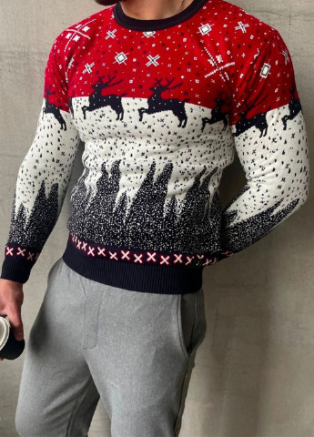Комбінований зимовий зимовий светр з оленями No Brand
