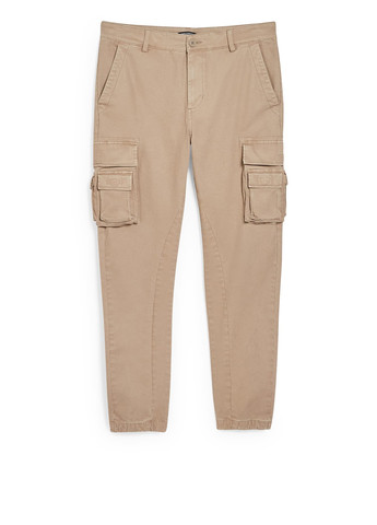Бежевые кэжуал демисезонные карго брюки C&A