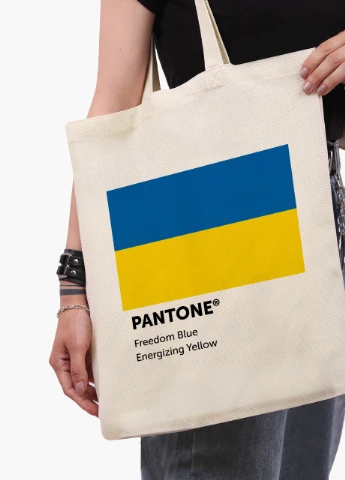 Еко сумка Україна Пантон (9227-3758-7) бежева на блискавці з кишенею MobiPrint (253110083)