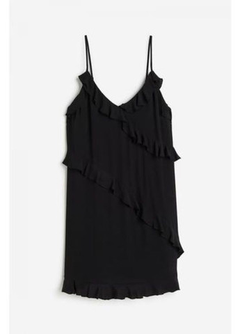 Черное коктейльное, кэжуал платье платье-комбинация H&M однотонное