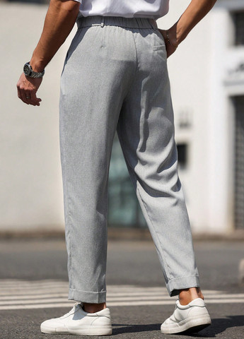 Светло-серые классические, кэжуал демисезонные зауженные брюки SHEIN