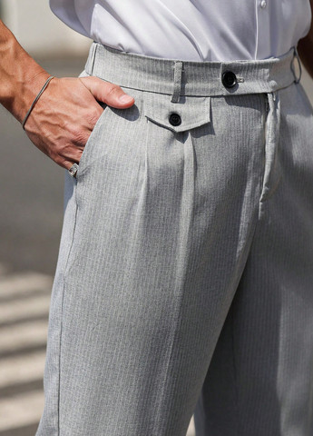 Светло-серые классические, кэжуал демисезонные зауженные брюки SHEIN