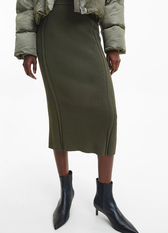 Зеленая кэжуал однотонная юбка Calvin Klein