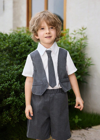 Комбинированный летний костюм (рубашка, шорты) с шортами, с рубашкой SHEIN