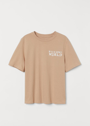 Бежевая летняя футболка H&M