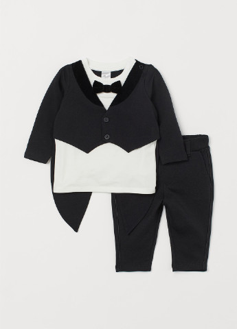 Черный демисезонный костюм (футболка, брюки) брючный H&M