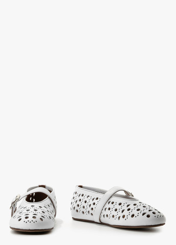 Жіночі балетки Le'BERDES | білі однотонні перфорація натуральна шкіра (322646291)