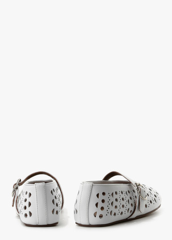 Жіночі балетки Le'BERDES | білі однотонні перфорація натуральна шкіра (322646291)