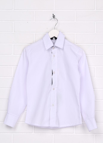 Белая кэжуал рубашка однотонная No Brand с длинным рукавом