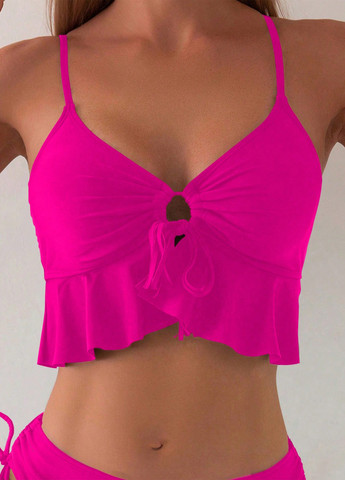 Фуксиновый летний купальник (топ, трусики) раздельный SHEIN