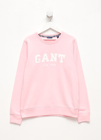 Gant свитшот надпись розовый кэжуал трикотаж, хлопок