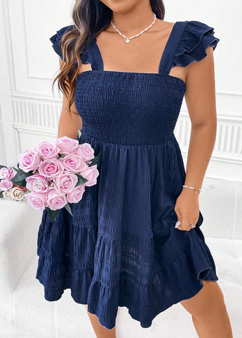 Темно-синя коктейльна, кежуал сукня бебі долл SHEIN однотонна