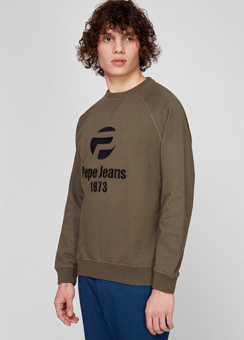 Хакі світшот Pepe Jeans логотип вишивка (260947555)