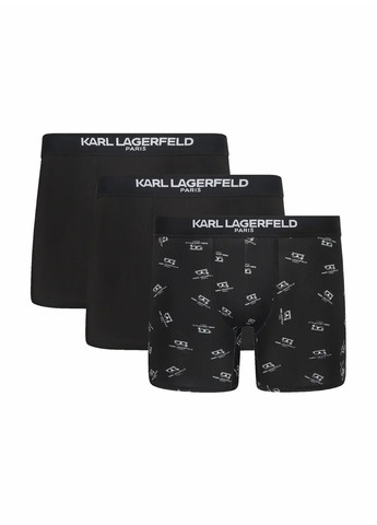Трусы (3 шт.) Karl Lagerfeld боксеры логотипы чёрные повседневные трикотаж, хлопок