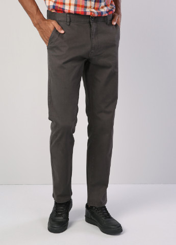 Темно-серые кэжуал демисезонные прямые брюки Colin's