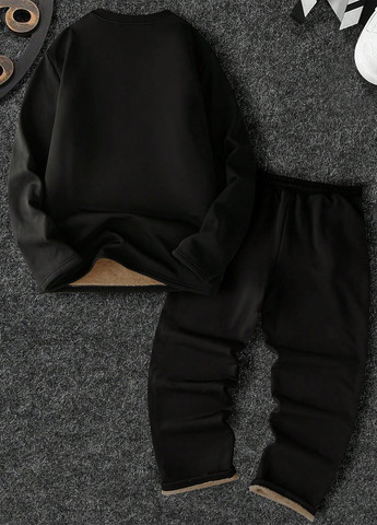 Чорний демісезонний костюм (толстовка, штани) брючний SHEIN