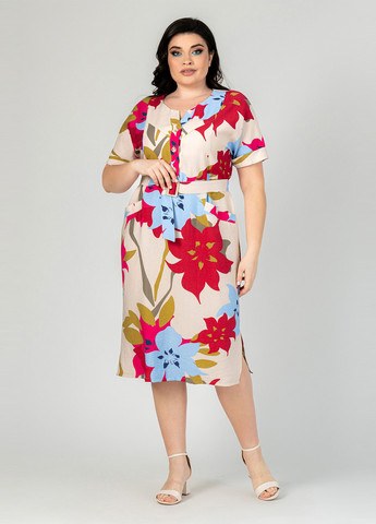 Молочное кэжуал платье A'll Posa с цветочным принтом