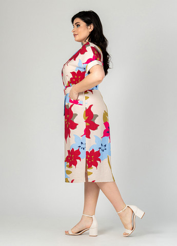 Молочное кэжуал платье A'll Posa с цветочным принтом