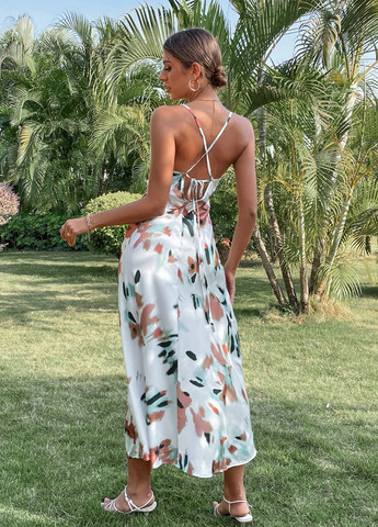 Комбінована кежуал сукня з відкритою спиною SHEIN з абстрактним візерунком