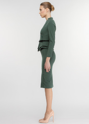 Костюм (жакет, юбка) BGL Комплект (жакет и юбка) юбочный однотонный зелёный кэжуал шерсть