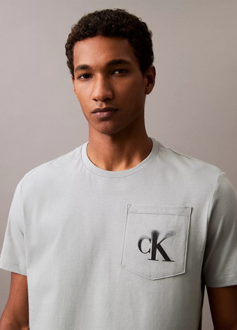 Серо-голубая футболка Calvin Klein