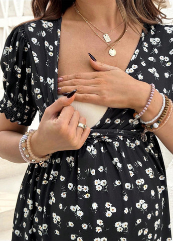 Чорна блуза для вагітних з баскою SHEIN