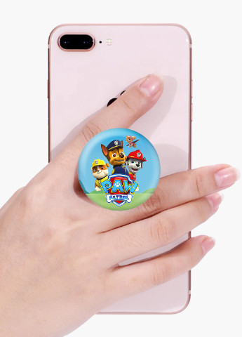 Попсокет (Popsockets) тримач для смартфону Щенячий патруль (PAW Patrol) (8754-1606) Чорний MobiPrint (216748318)