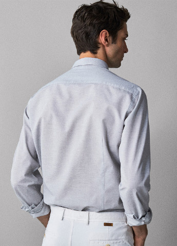 Светло-серая кэжуал рубашка однотонная Massimo Dutti