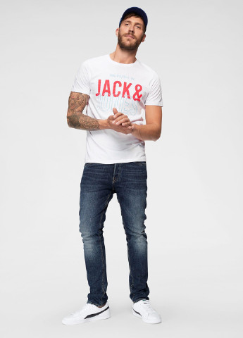 Белая летняя футболка Jack & Jones