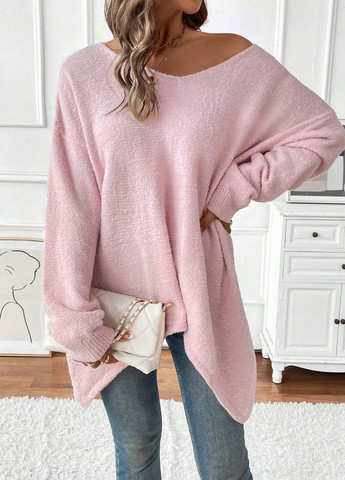 Світло-рожевий демісезонний пуловер пуловер SHEIN