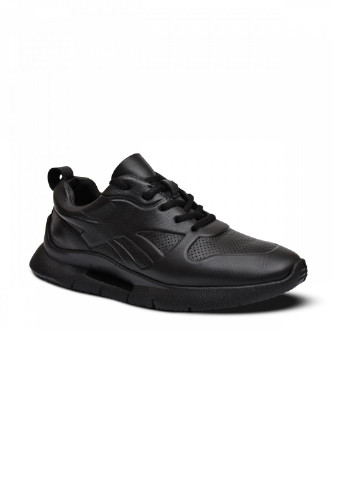 Черные демисезонные кроссовки кожаные мужские 81007 No Brand