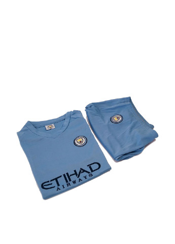 Голубой летний футбольная форма (футболка, шорты) с шортами No Brand