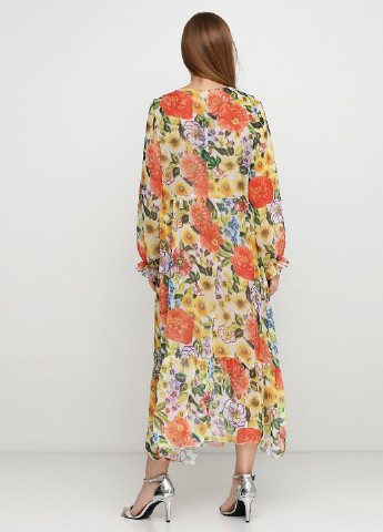 Светло-желтое кэжуал платье на подкладе ANVI с цветочным принтом